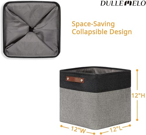 Miniatura 3 de DULLEMELO Paquete de 4 cestas plegables de 12 x 12 x 12 pulgadas + 2 cestas grandes de 16 x 12 x 12 pulgadas (negro y gris)