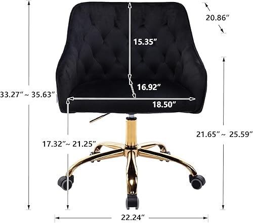 Miniatura 2 de HomSof Silla de escritorio de oficina en casa Silla moderna de terciopelo para computadora, altura ajustable, con respaldo medio