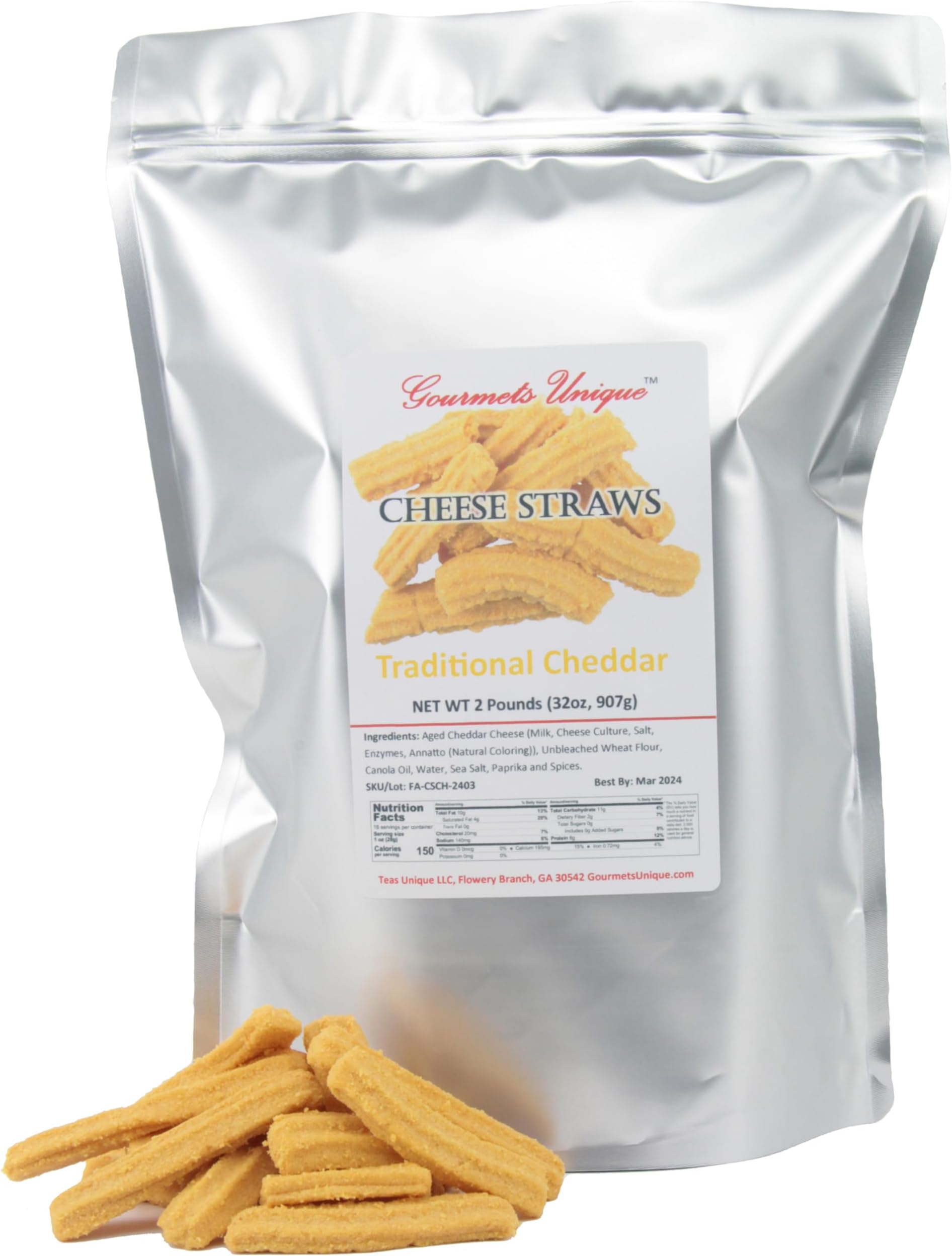 Southern Gourmet Cheese Straws, Traditional Cheddar, 2 Pounds