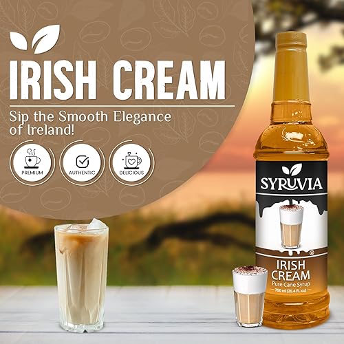 Miniatura 3 de Syruvia Jarabe de crema irlandesa para café, sabor cremoso de jarabe de café, 25.4 onzas líquidas, kosher, sin gluten, ideal para café con infusión