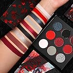ecofavor Red Goth Eyeshadow Palette - 9 Colors True Hot Red Black Eye Shadows | Halloween Glitters Makeup | Matte Shimmer High Pigmentation | Clown Vampire SFX Halloween Christmas Palette
