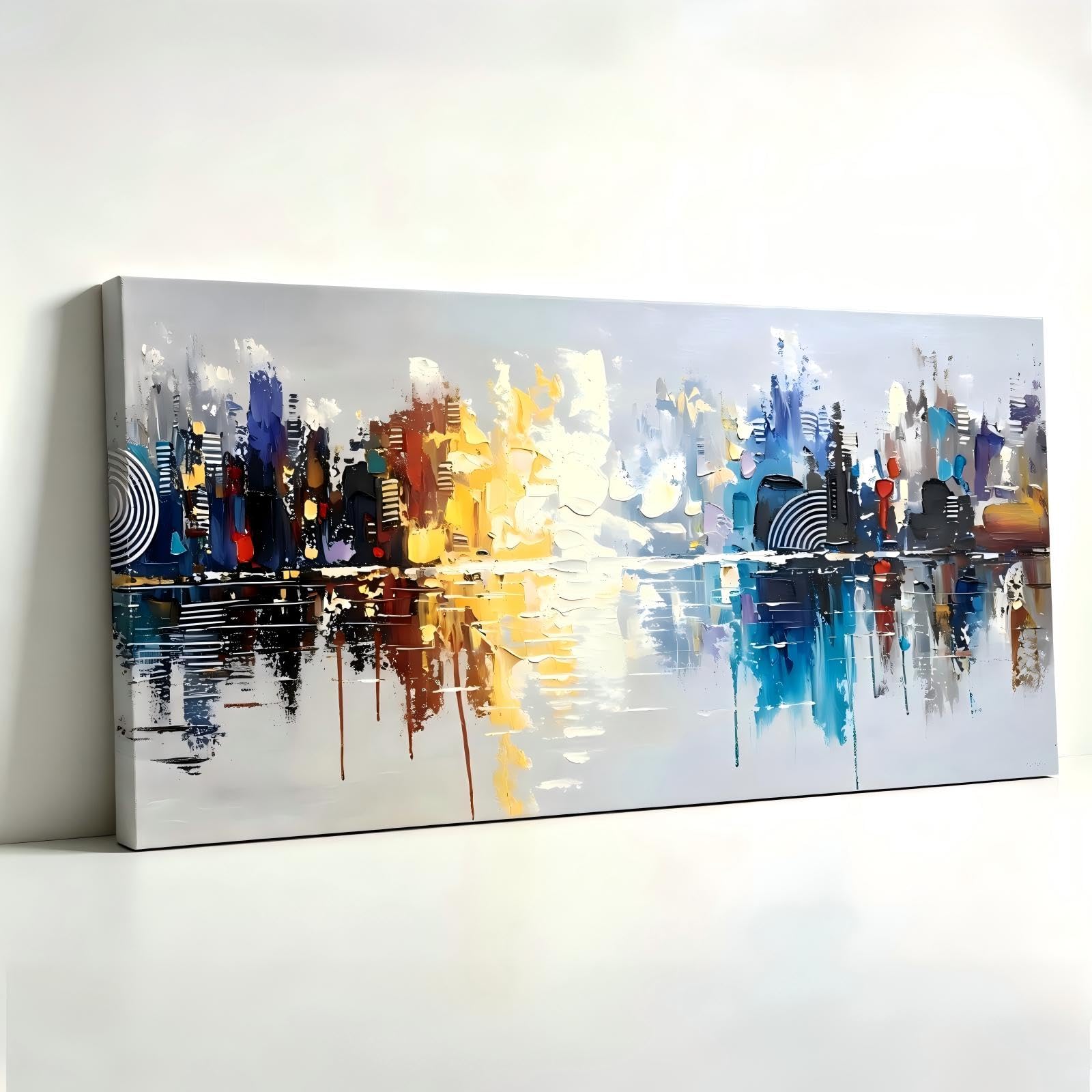 RGsixiot Canvas Wall Art City Skyline Abstract Urban Landscape Artwork