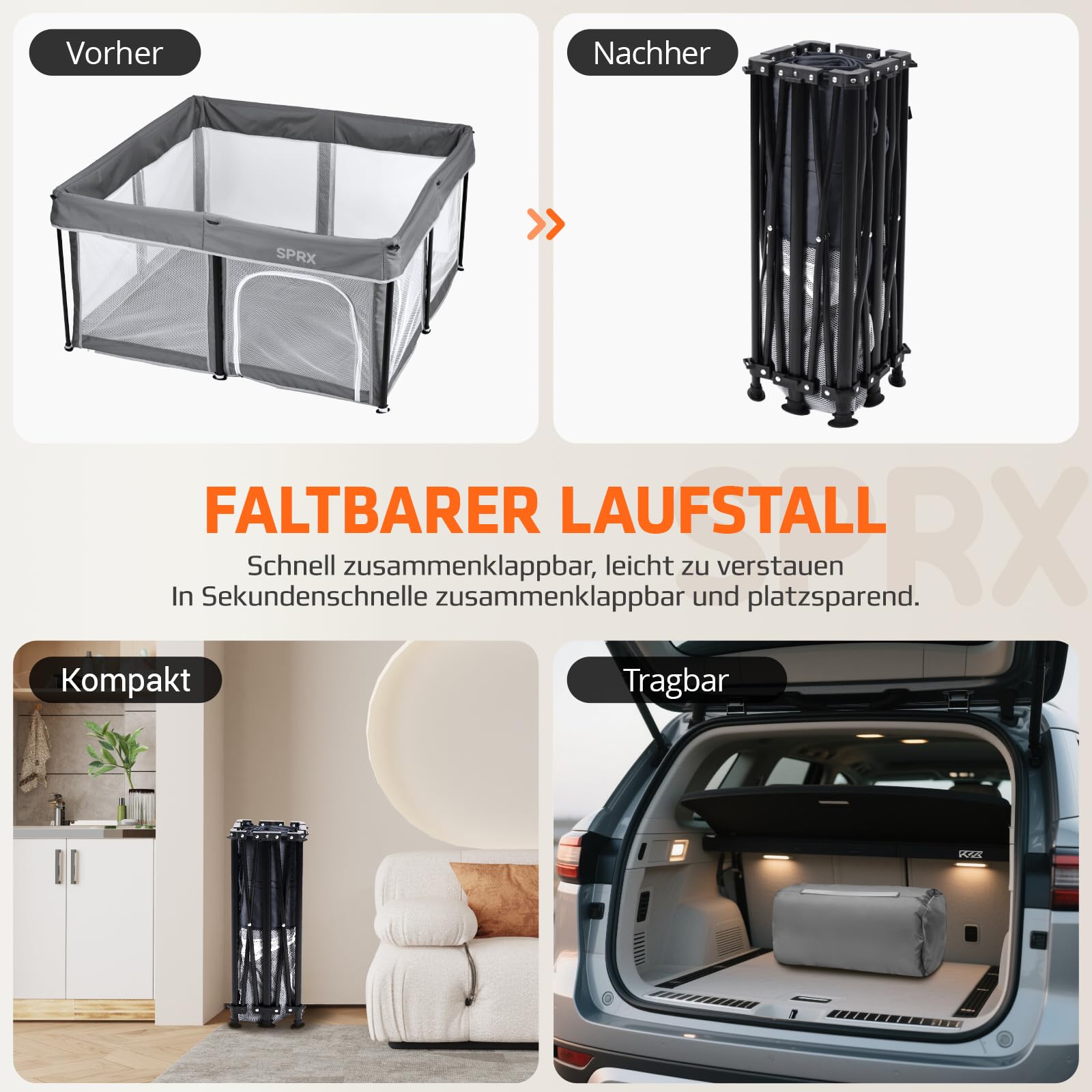 laufstall baby faltbar mit Matte,127x127,zusammenklappbarer Laufstall für Babys und Kleinkinder,Sicherheitslaufstall für Kinder im Innen-und Außenbereich,tragbarer Reiselaufstall und 30 Ozeanbällen