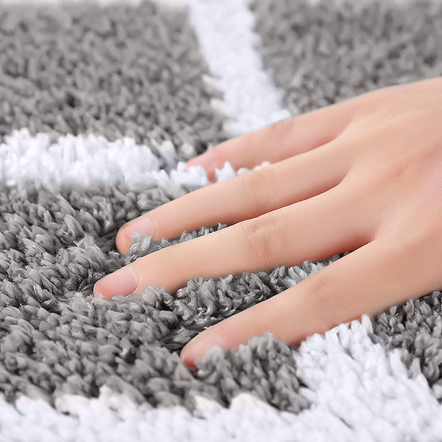 ele ELEOPTION Dywaniki łazienkowe 2-częściowy zestaw, miękka mata łazienkowa z mikrofibry 50 x 80 cm i dywanik toaletowy w kształcie litery U 50 x 50 cm, antypoślizgowa mata łazienkowa można prać w pralce, pod prysznicem chłonny dywanik łazienkowy (szary)