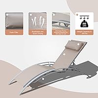 Vista 3 de Domi - Juego de 3 sillas de piscina, tumbona para exteriores con mesa auxiliar, silla reclinable ajustable de aluminio para jardín, piscina, playa