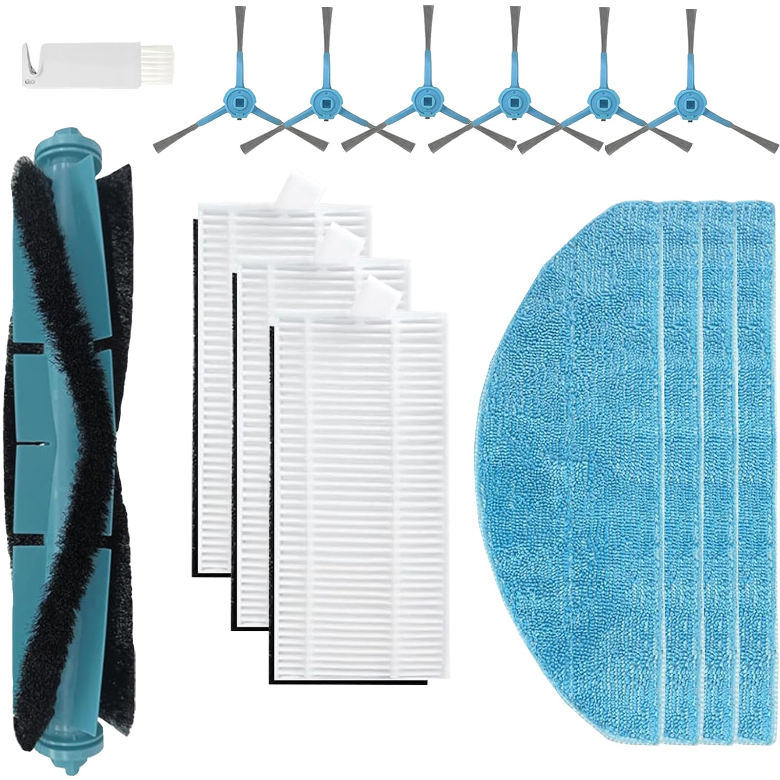 ZYNCUE 19 pezzi di ricambio per Cecotec Conga 7490 per Ultimate Home per X-Treme per Genesis, 1 spazzola principale + 4 filtri HEPA + 4 panni per mocio + 4 spazzole laterali