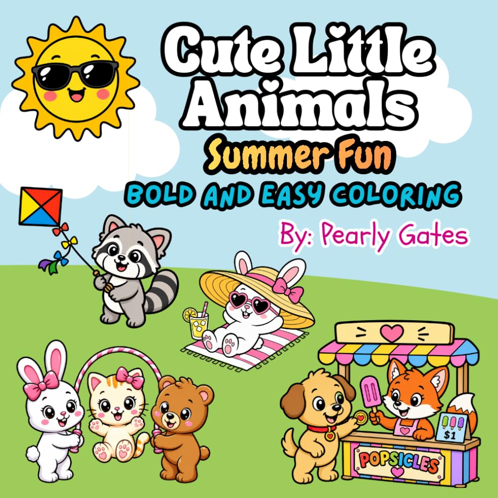 Cute Little Animals: Summer Fun. Bold and Easy Coloring.