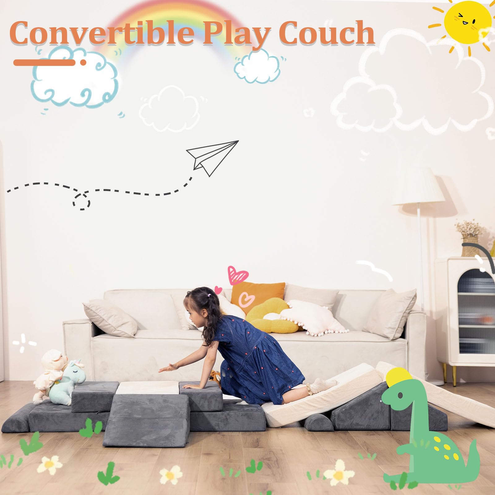 LOAOL Kids Couch With Ball Pit, Modular Play Sofa, Imaginative Climbing  Playset for Boys Girls, Foam Furniture for Playroom, YME0011