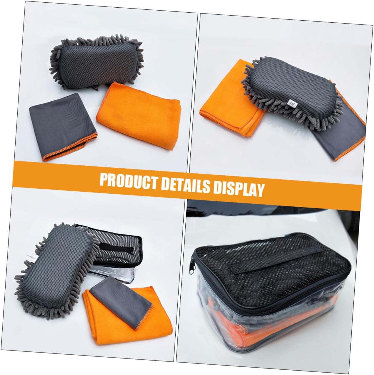 Alipis Automotive Cleaning Kit Set, Portable Sponge and Cloth