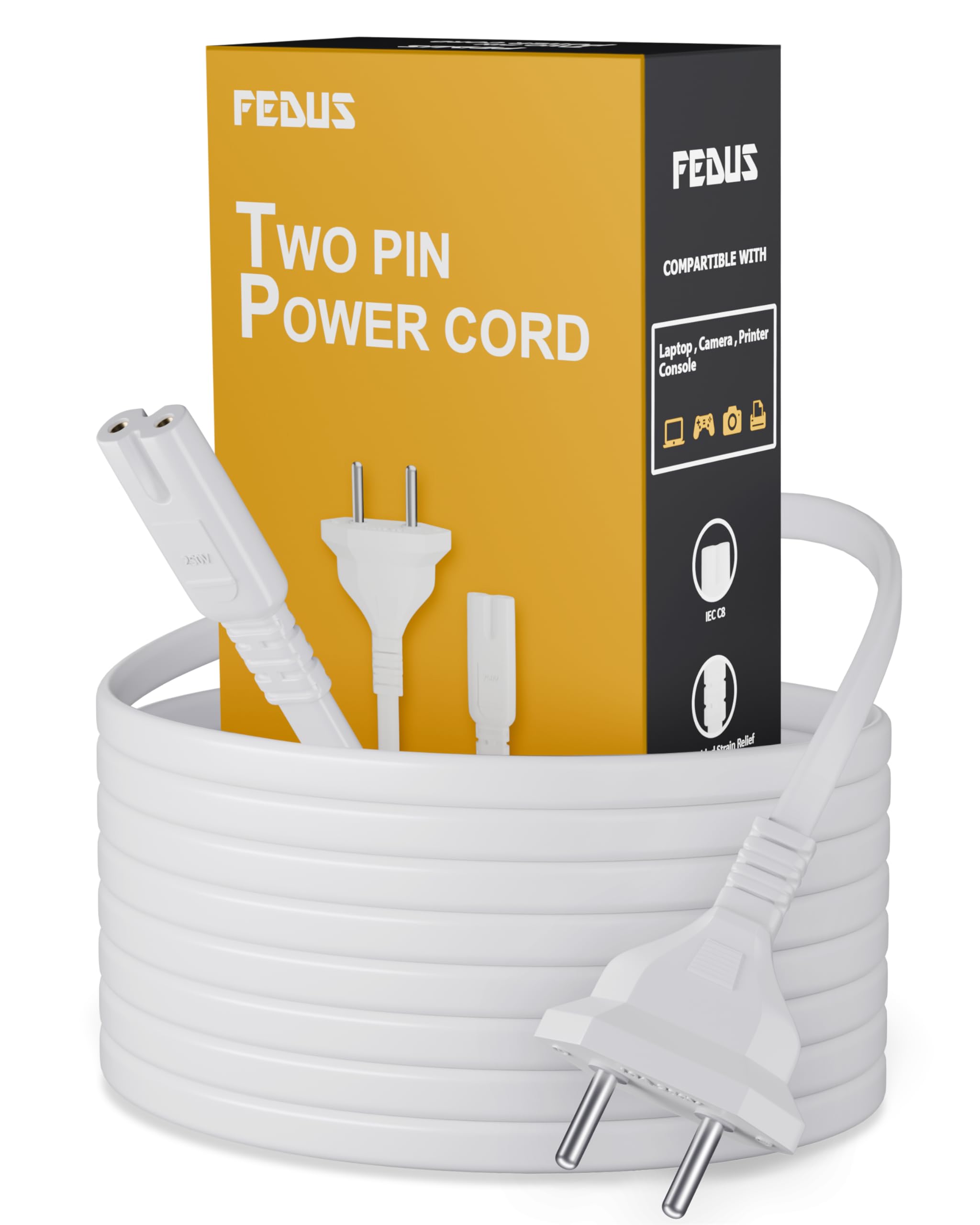 FEDUS 2 Pin Power Cable Cord Universal Replacement AC Power Cord Wire for Samsung tv Sony tv,Power Cable Original LED TV, Printer, Play Station, Laptop PC Notebook Computer, Tape Recorder-image-36