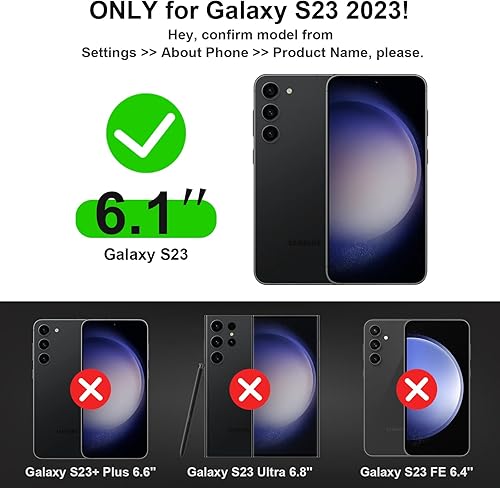 Miniatura 7 de Jiunai Funda para Samsung S23, Galaxy S23, funda tipo cartera, tarjetas de crédito, tarjetero, bolsillo deslizante, doble capa, policarbonato duro,