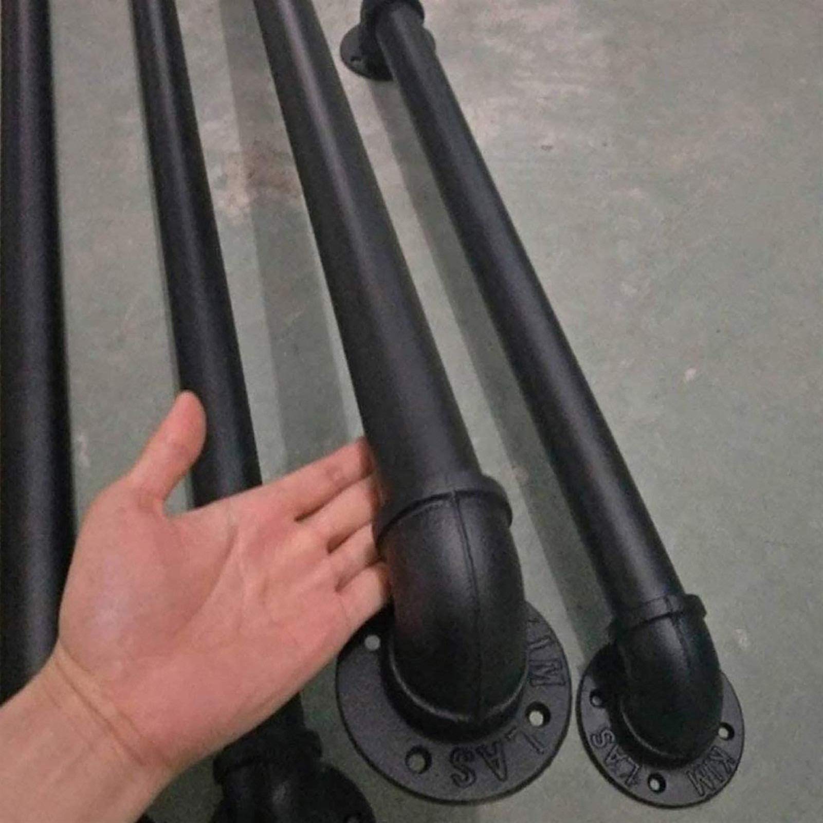 GORWARE 1FT Black Iron Stair Handrail - 440 Lbs Capacity, Wall Mounted Indoor Safety Railing