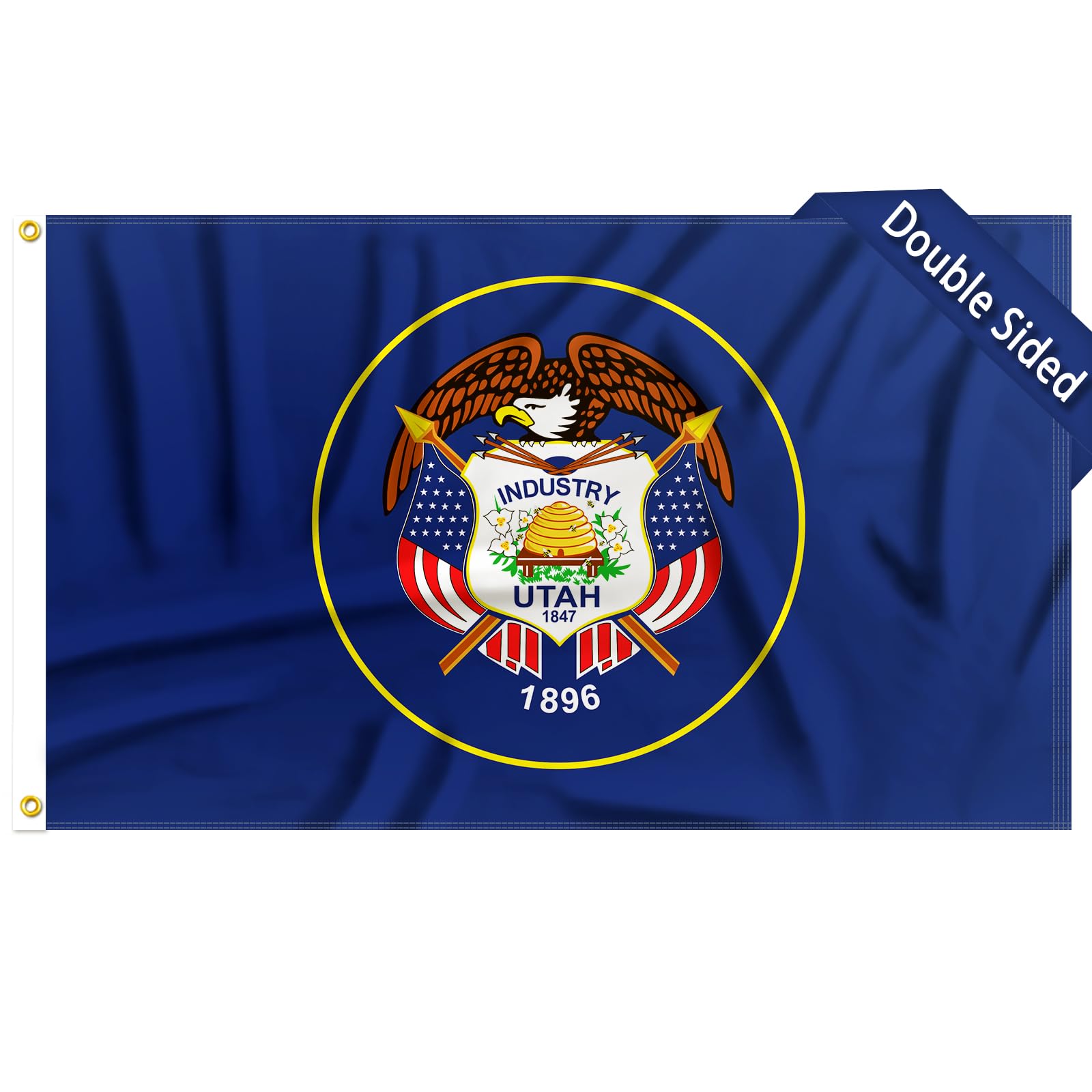 FLAGWINFLAGWIN Utah Flag 3x5 FT - 3 Ply Double Sided Polyester Utah State Flag with Brass Grommets - Vivid Color and Fade Proof State of Utah Flag 3x5 Outdoor