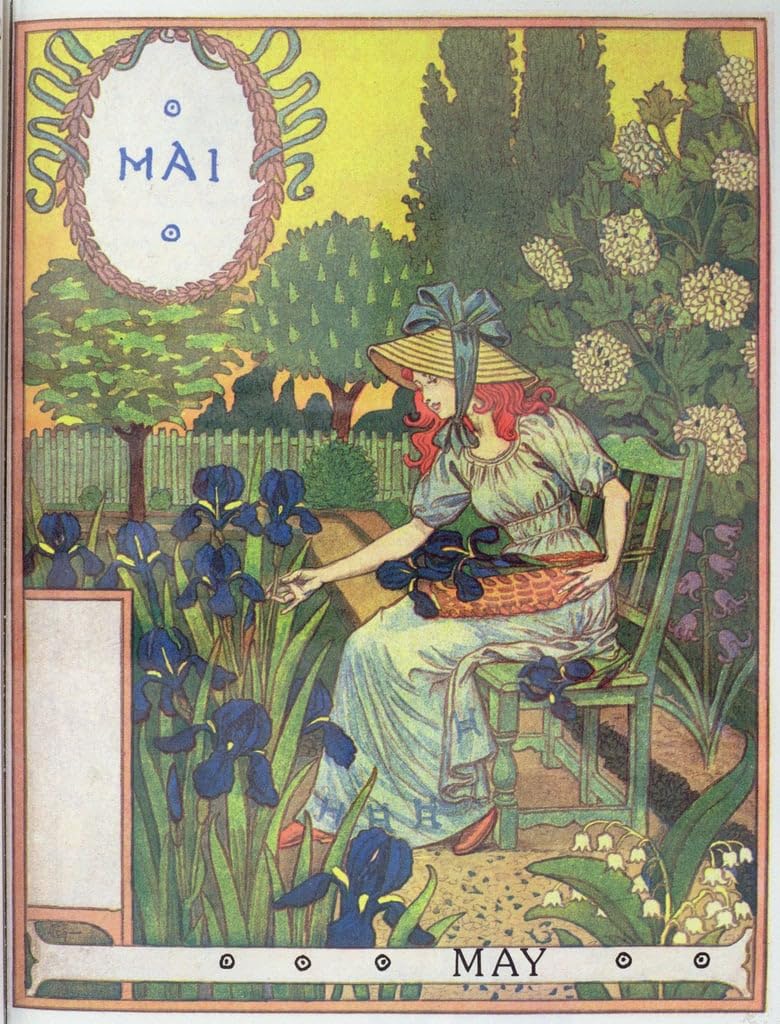 Toile May Iris Girl Eugène Grasset Décoration Murale Salon - 5