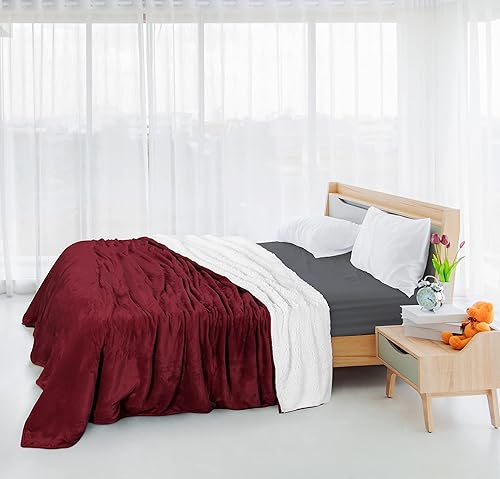 Miniatura 7 de Utopia Bedding Sherpa - Sábana reversible de franela, Lana, Rojo, King