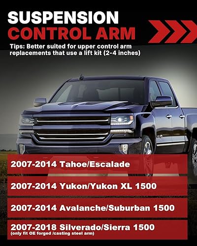 Miniatura 2 de Brazos de control superiores delanteros de 2-4 pulgadas para Silverado 1500 Sierra 1500 1500 2007-2016 con rótula, 2 piezas de adaptación de 2-4