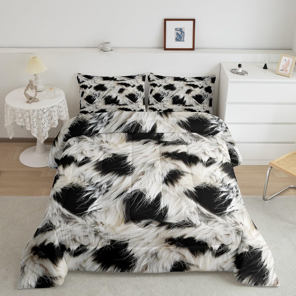 Feelyou Kids Horse Comforter Set Queen Size, Galloping Horse Comforter Boys Girls 3D Wild Animal Bedding Set Galaxy Teens Duvet Set Bedroom Decor with 2 Pillow Case