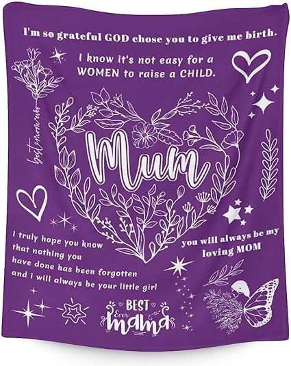 Mom Throw Blanket - Soft, Fuzzy & Warm - 60x80 Inches to My Mom Blankets for Bed, Couch - Modern Throws Birthday Gifts from Daughter or Son