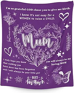 Mom Throw Blanket - Soft, Fuzzy & Warm - 60x80 Inches to My Mom Blankets for Bed, Couch - Modern Throws Birthday Gifts from Daughter or Son