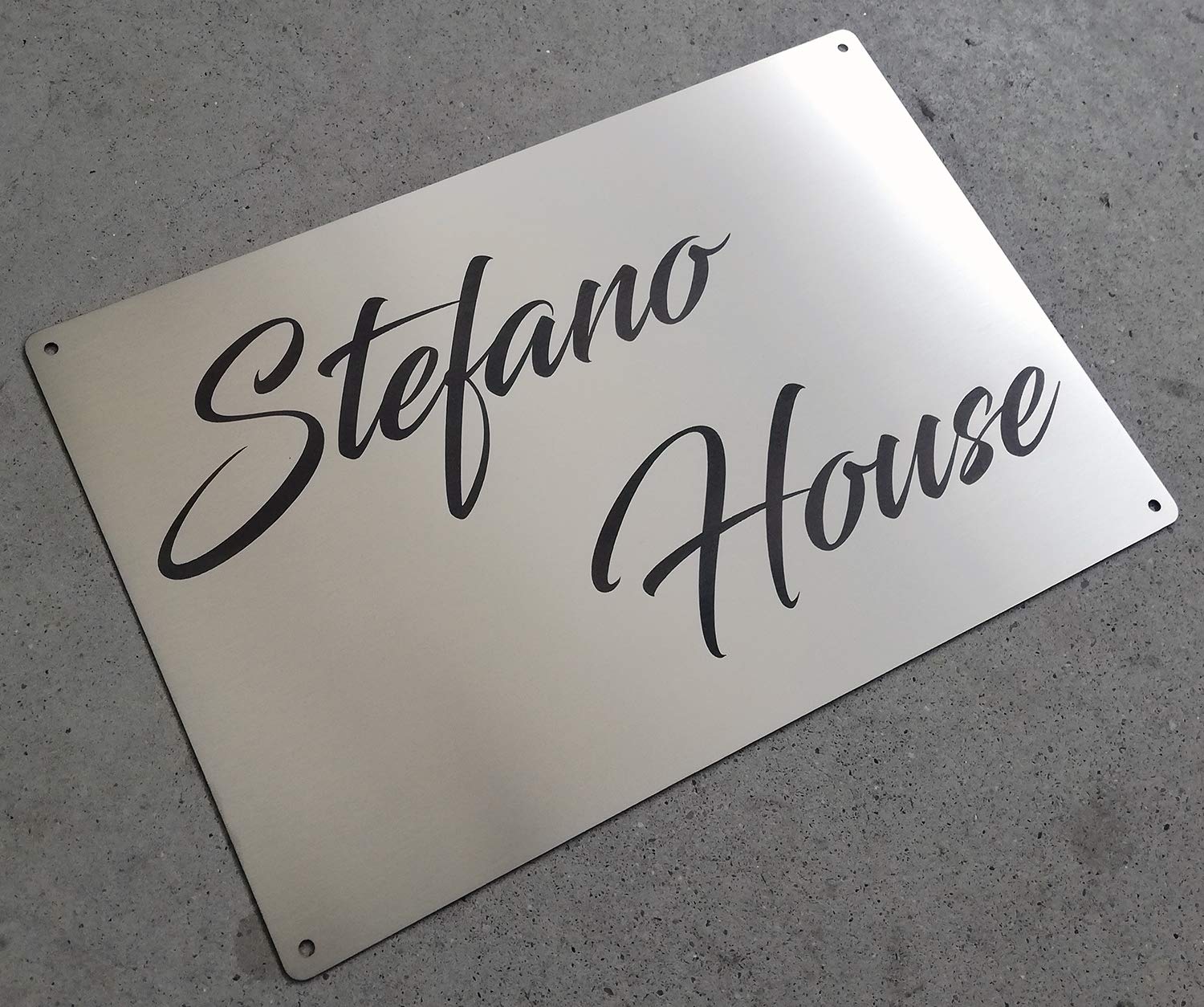 Guizzo Creart Placa de acero inoxidable, tamaño 40 x 30 cm, placa totalmente personalizable con nombres, números, calle, familia - producto artesanal y fabricado en Italia
