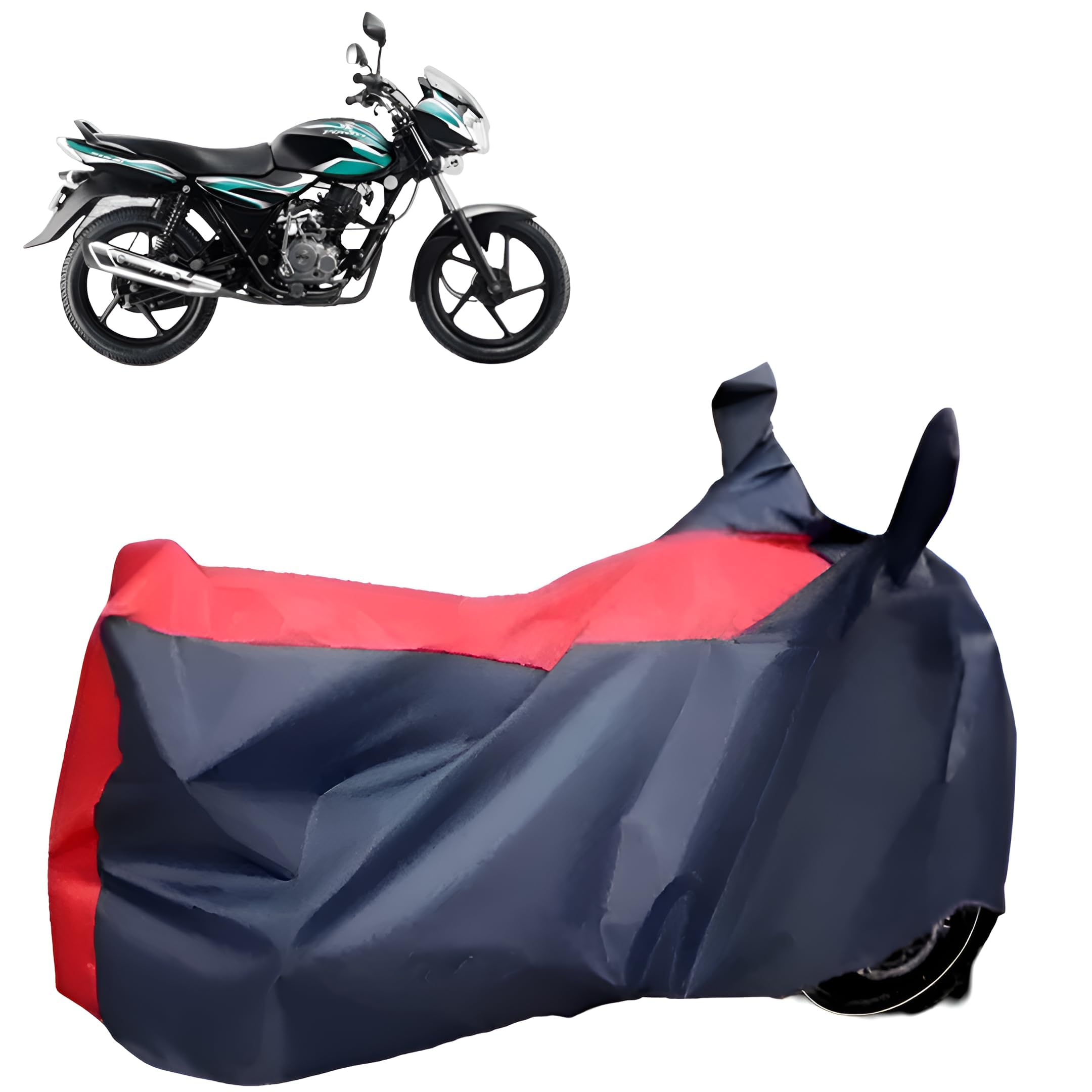 Two Wheeler Cover Compatible with Bajaj Discover 100| for All Bikes Cover, Scooty Cover, Scooter Cover, Motarcycle Cover |100% Waterproof | Mirror Pocket | Red & Blue-image-25
