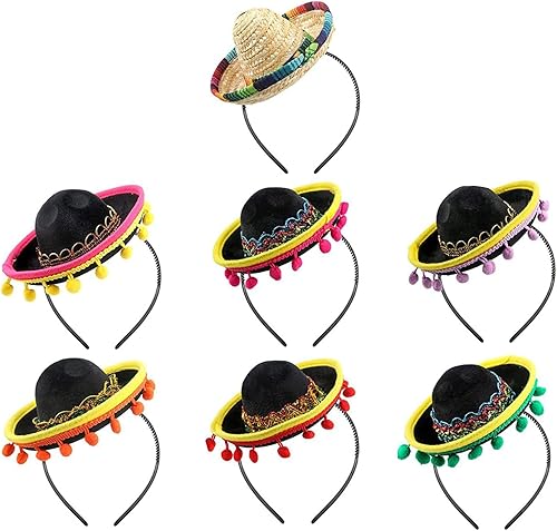 Vista 4 de NUEAYMS Sombrero con diadema para festivales mexicanos, accesorios de fotografía para adultos y niños, fiesta de carnavales, disfraz