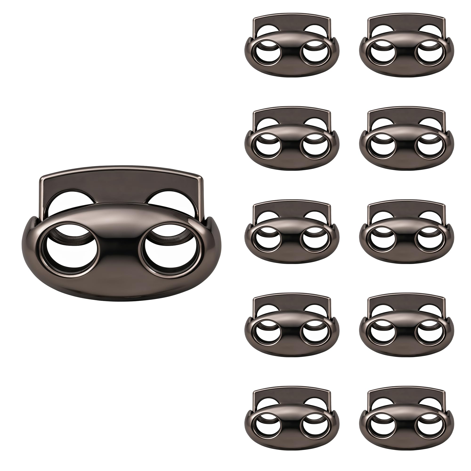 Trimming Shop Metal Double Hole Cord Stopper Toggle, Spring Loaded Drawstring Lock Fastener for Hoodies, Jackets & Bags - Heavy Duty Twin Hole Cord Adjuster