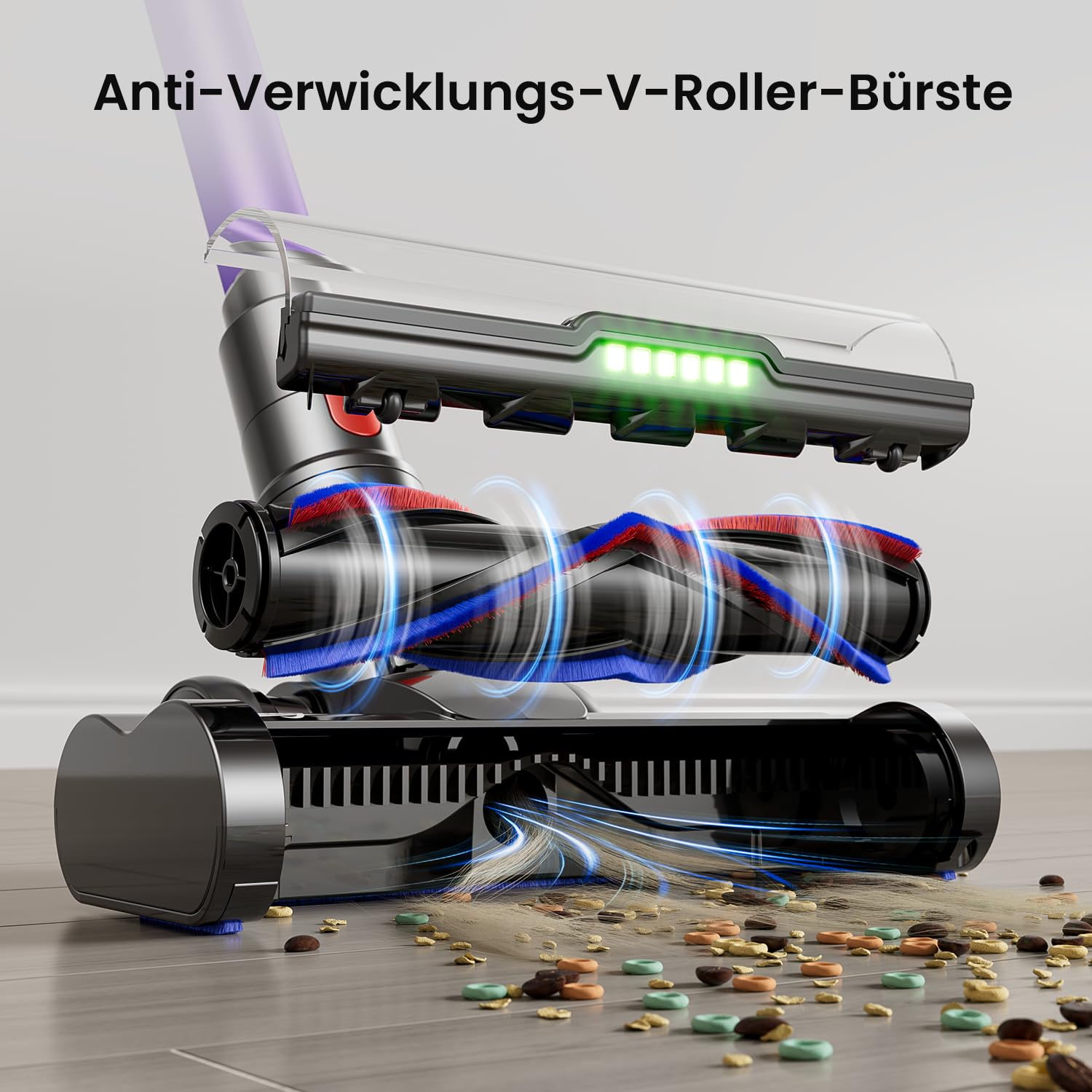 Akku Staubsauger Kabellos 600W/50000Pa/70Min, 1,8L Akkustaubsauger mit Hurrikanmodus, Anti-Tangle-Bürste, Selbststehend, OLED Display, Wandladestation, für Teppiche Tierhaare Hartböden Auto
