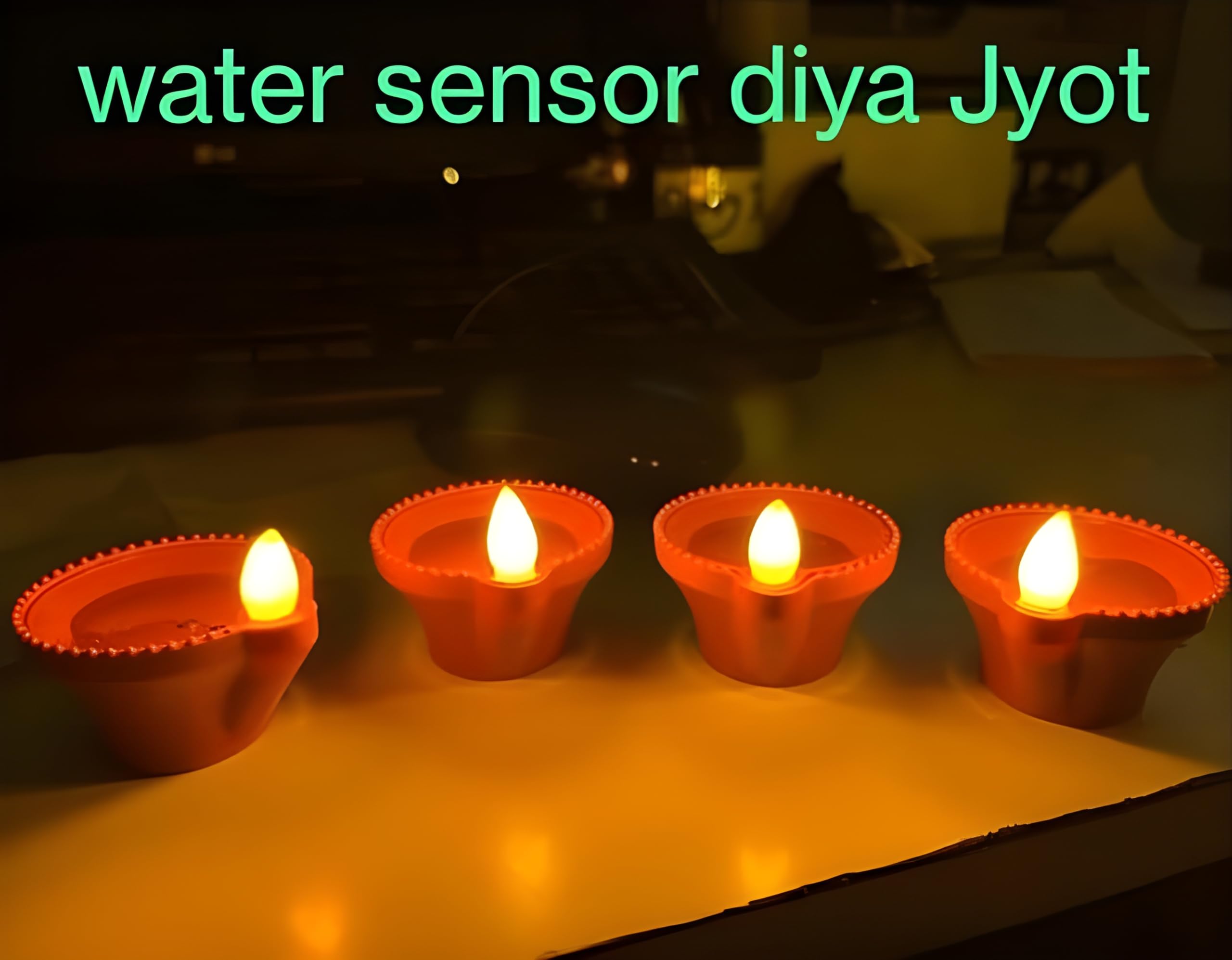 Innovative Water-Sensing LED Diya Candle with E-Diya Technology: Warm Orange Ambient Lighting Perfect for Home Decoration During Diwali and Festive Celebrations (Red) (Pack of 6) 1