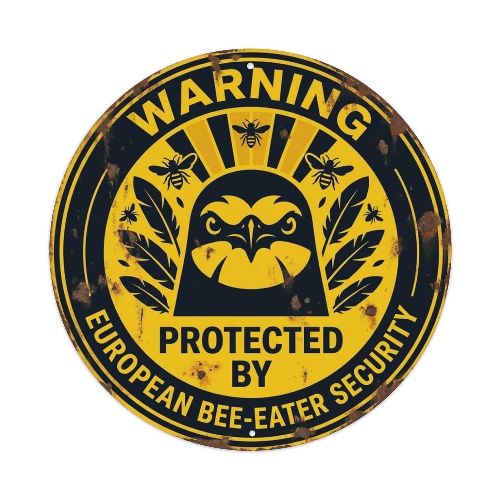 Warning Protected By European Bee-Eater Security Bird Metal Tin Sign