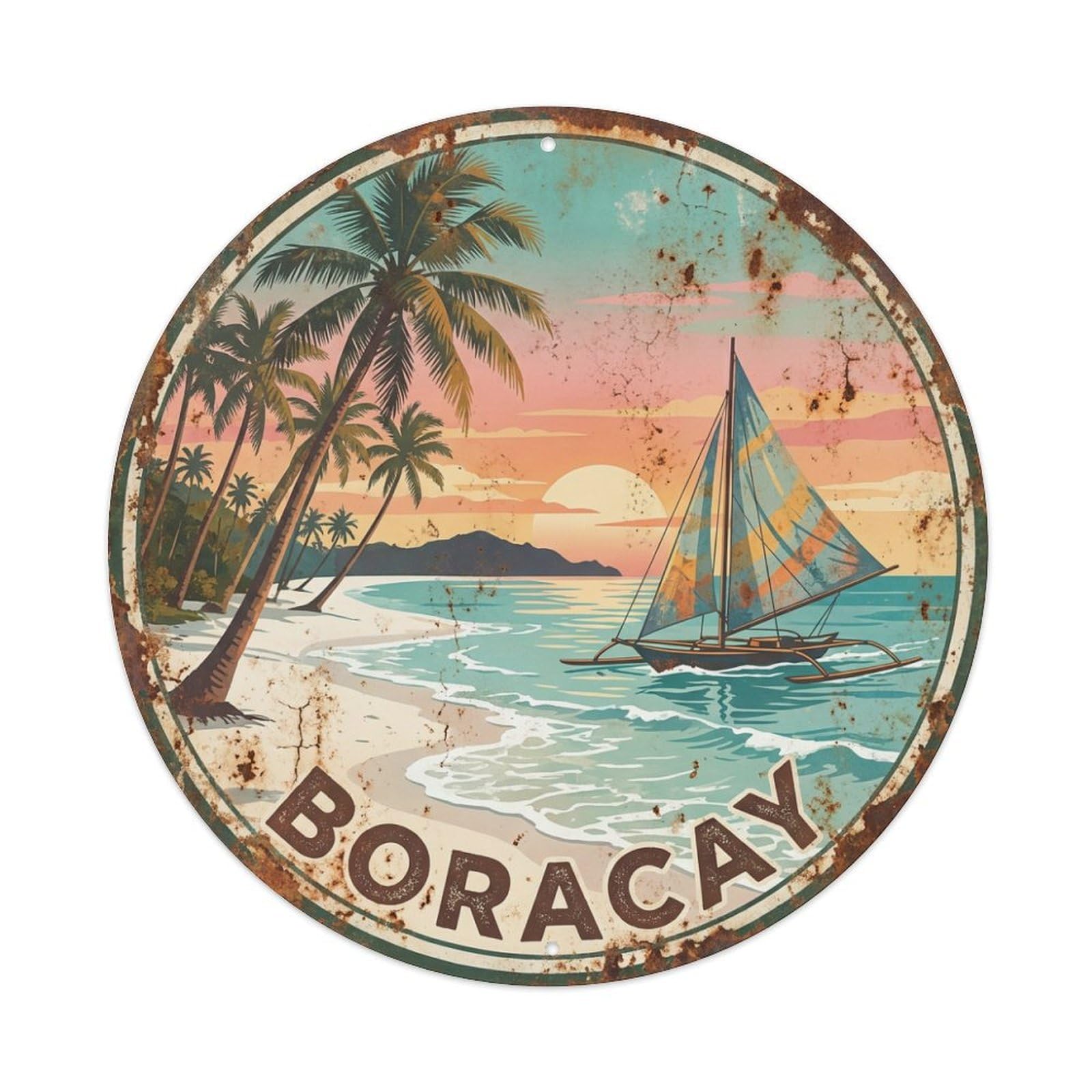 Retro Travel Philippines Boracay Metal Tin Sign
