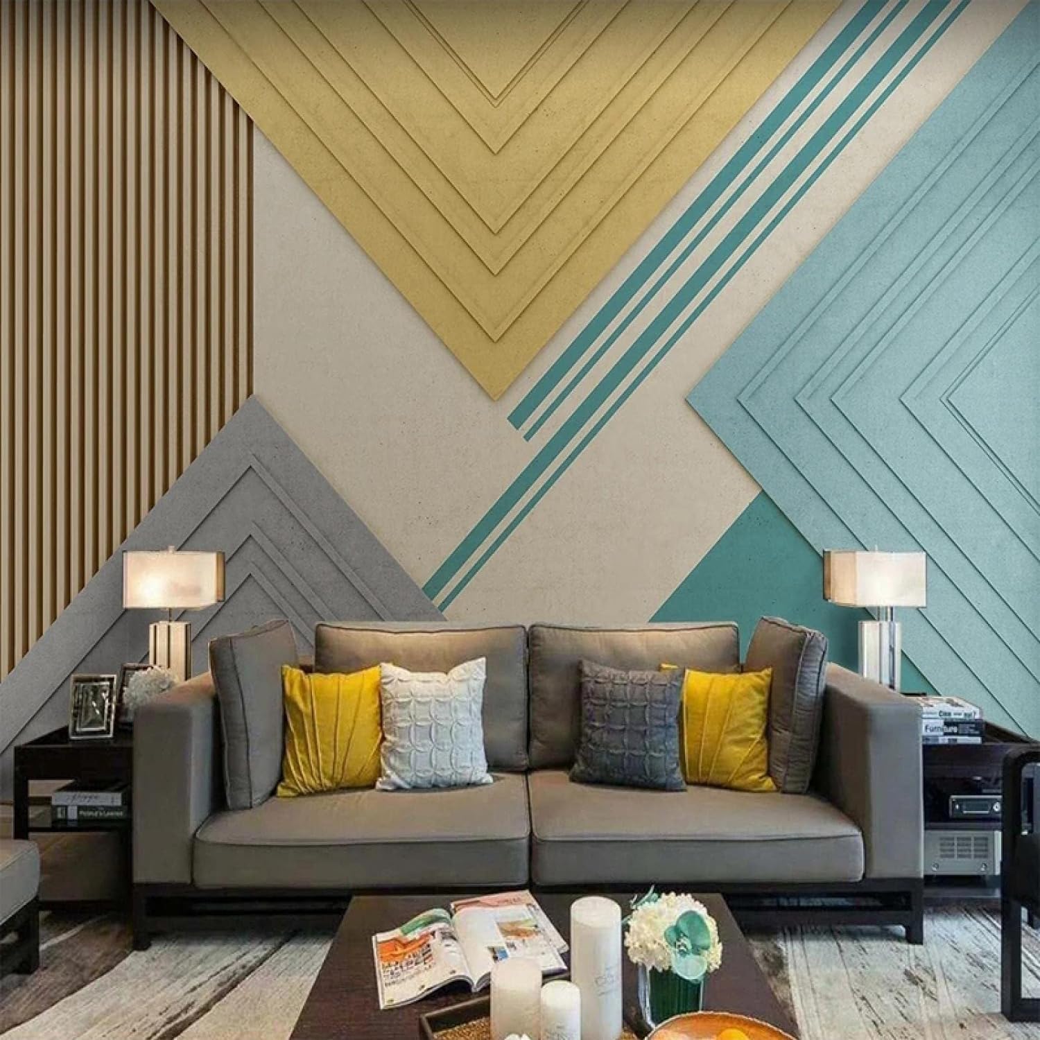 Art Moderne Mural Poster Intissé 366x254 cm - Papier Peint Géométrique Premium H-61