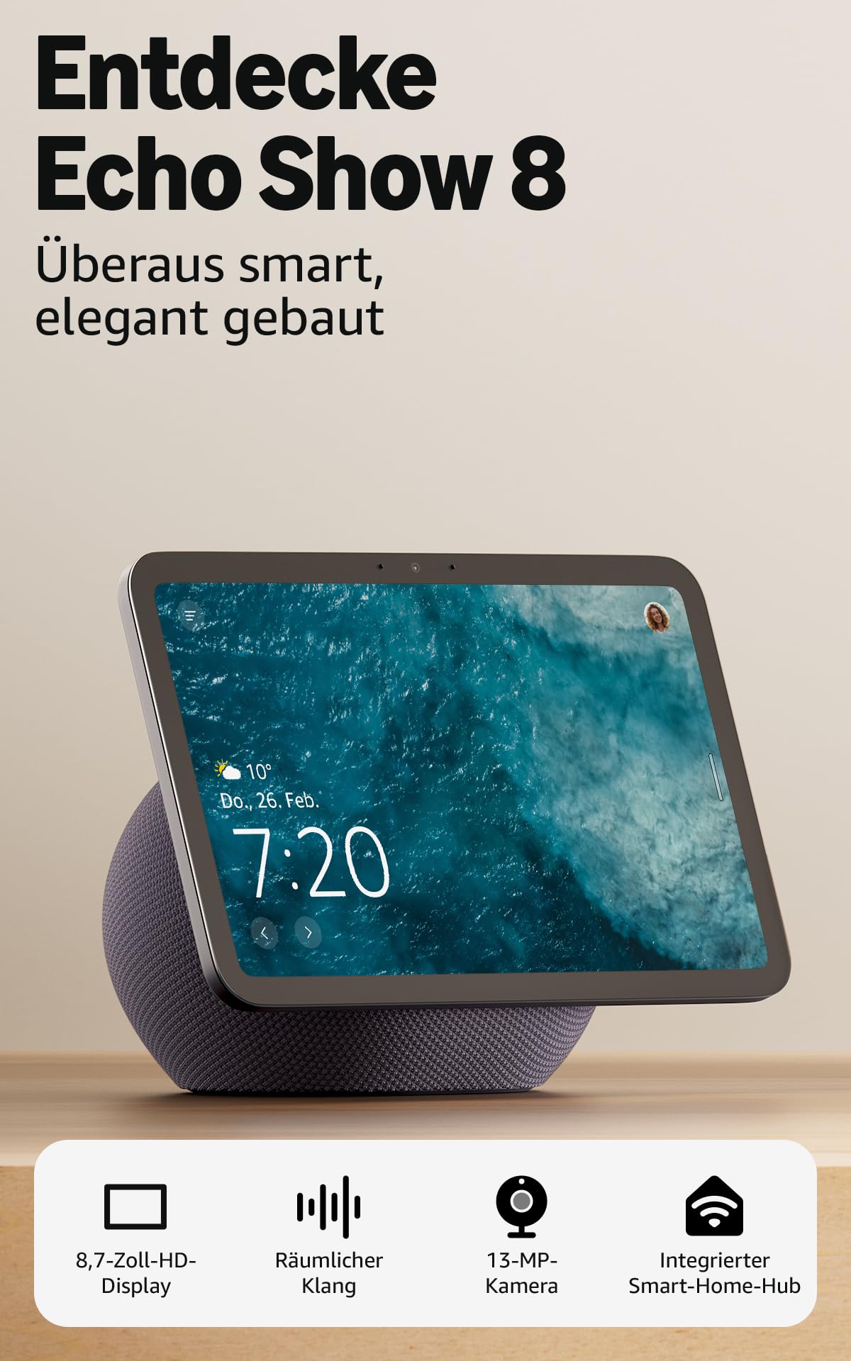 Amazon Echo Show 8 (neueste Generation), brillantes 8,7-Zoll-Display...