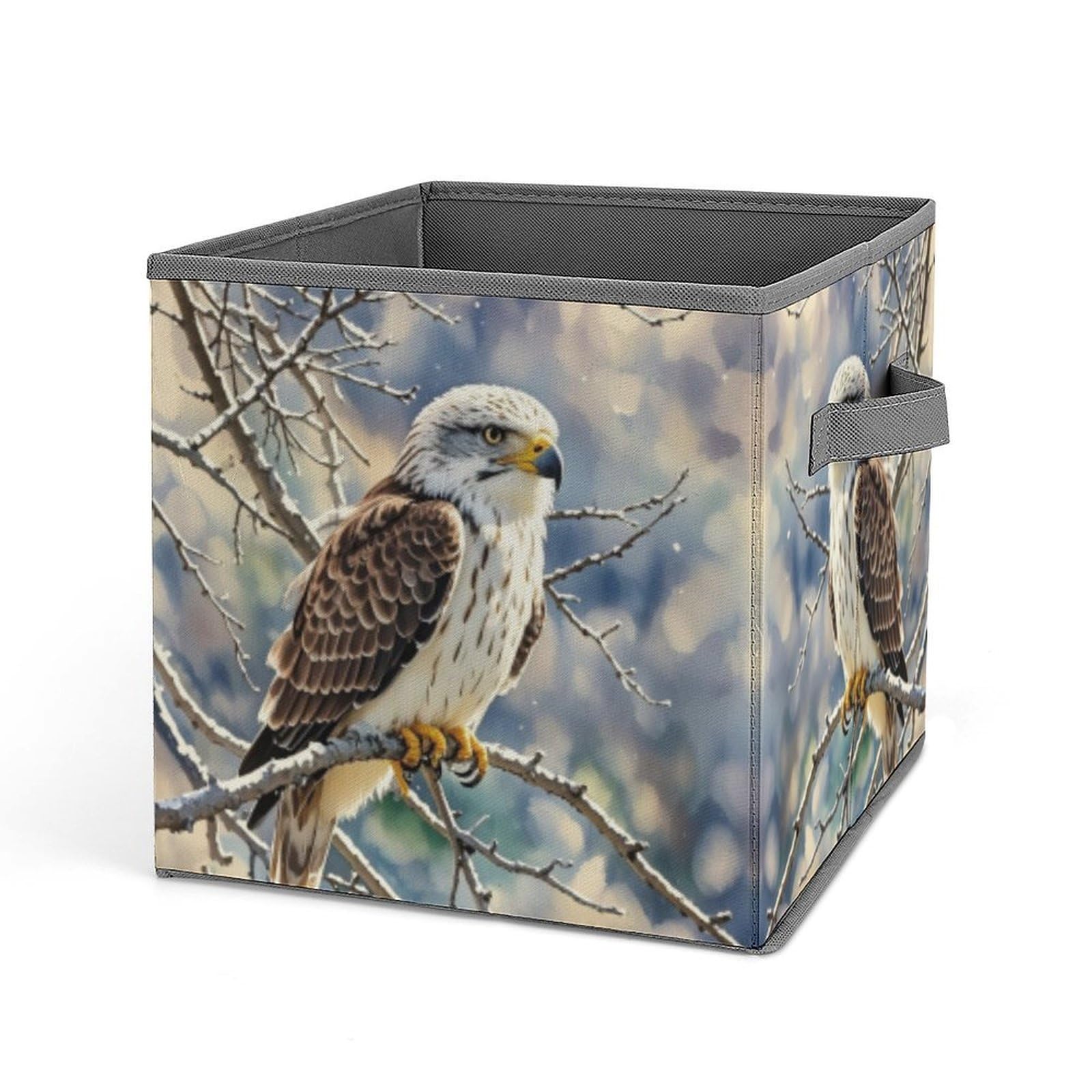FekiLoot Hawk Folding Storage Bins with Handles Large Fabric Storage Cube Storage Organizer Heavy Duty Closet Organizer Sturdy Collapsible Bin Foldable Baskets
