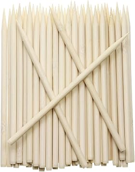 Penta Angel 5.5 inch Thick Bamboo Sticks for Cotton Candy Caramel Apple, Natural Birch Wooden Corn Dog Cob Hotdog Sticks Sausage Meat Skewers for Cheesecake Cakepop Fruit, 50Pcs