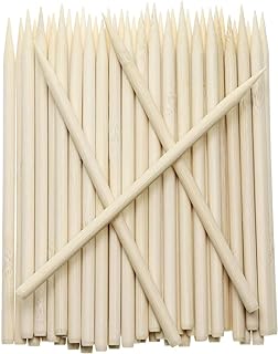 Penta Angel 5.5 inch Thick Bamboo Sticks for Cotton Candy Caramel Apple, Natural Birch Wooden Corn Dog Cob Hotdog Sticks Sausage Meat Skewers for Cheesecake Cakepop Fruit, 50Pcs