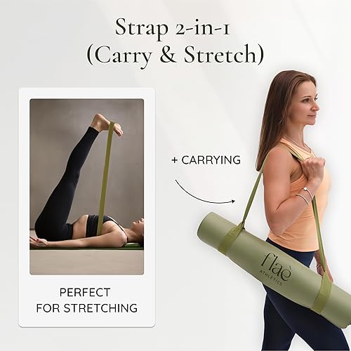 Miniatura 6 de Esterilla de yoga de goma natural para entrenamientos en casa, tapete de yoga ecológico antideslizante con correa de transporte, ideal para yoga,