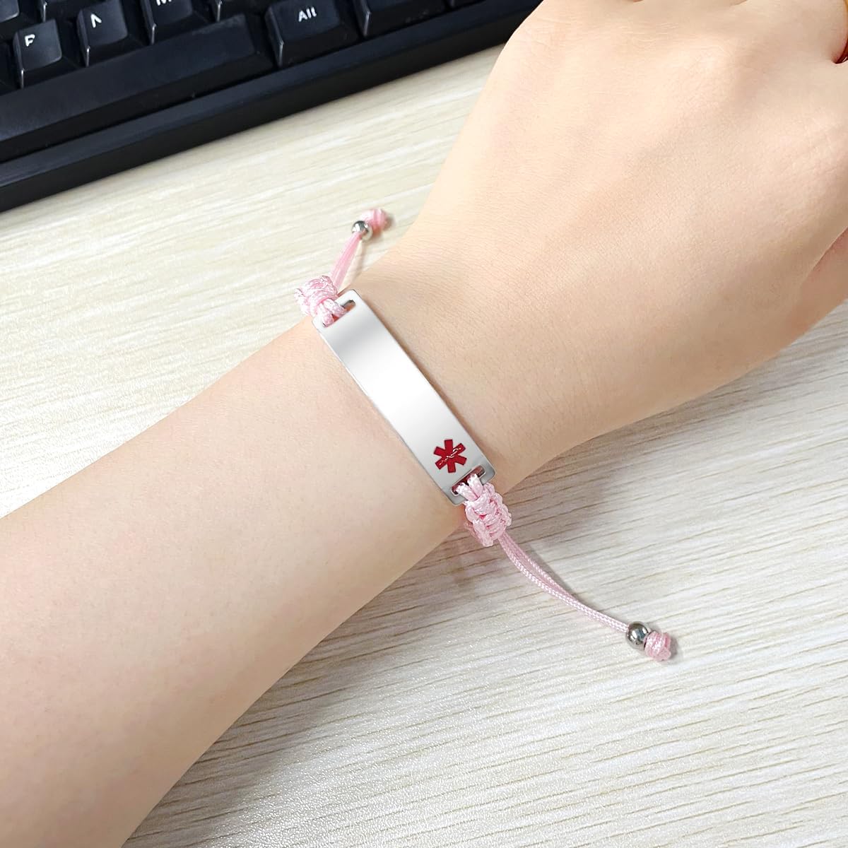Uloveido Medical Alert ID Bracelet Laser Engraved Epilepsy Adjustable Wristband for Men Women Emergency First Aid, Handmade Braided Health Alert Engraved Bracelet Y3944