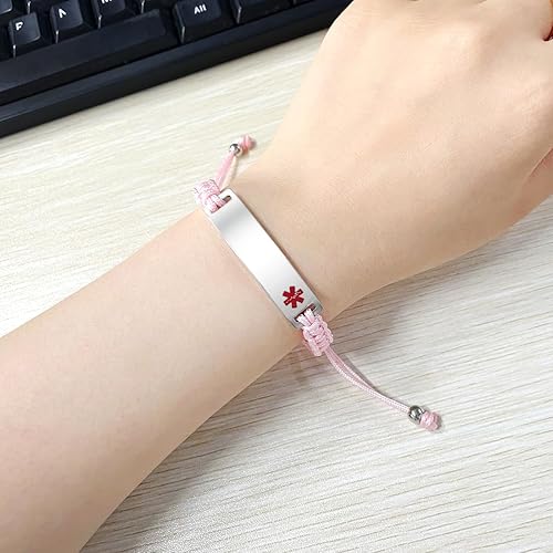 Miniatura 8 de Uloveido Pulsera de identificación de alerta médica grabada con láser, pulsera ajustable para hombres y mujeres, primeros auxilios de emergencia