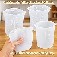 Vista 5 de Palksky Silicone Cups for Melting Chocolate, 4PCS Silicone Measuring Cups with 250 & 350ml Capacity, Reusable Baking Supplies for DIY Chocolate Molds