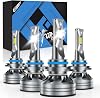 FAHREN 9006 9005 Light Bulbs, New & Ultra-Bright 6500K with Cooling Fan, 9006 9005 Fog Bulb 360° Adjustable CANbus Ready, Pack of 4
