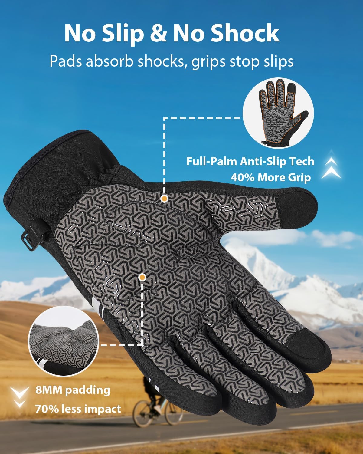 RIGWARL Winter Cycling Gloves for Men and Women, Bike Gloves for Men Cycling, Warm Bicycle Glove for Riding Running Hiking - Image 3