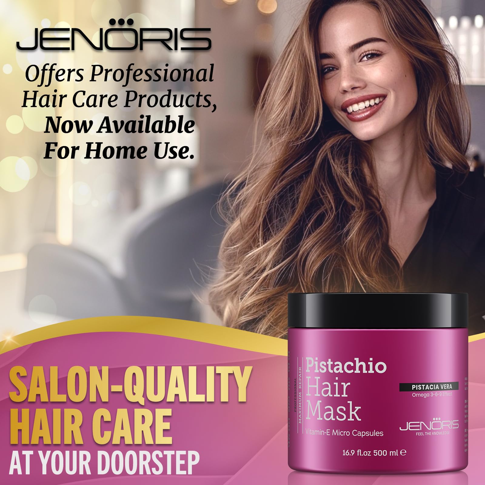 Jenoris Pistazien Haarmaske - 500 ml, 1er Pack (1 x 500 ml)