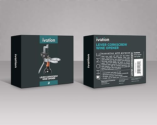 Miniatura 3 de Ivation Abrebotellas de vino  Sacacorchos manual de mano con bomba de palanca ergonómica, diseño vertical de pie, agarre suave de cuello de botella,