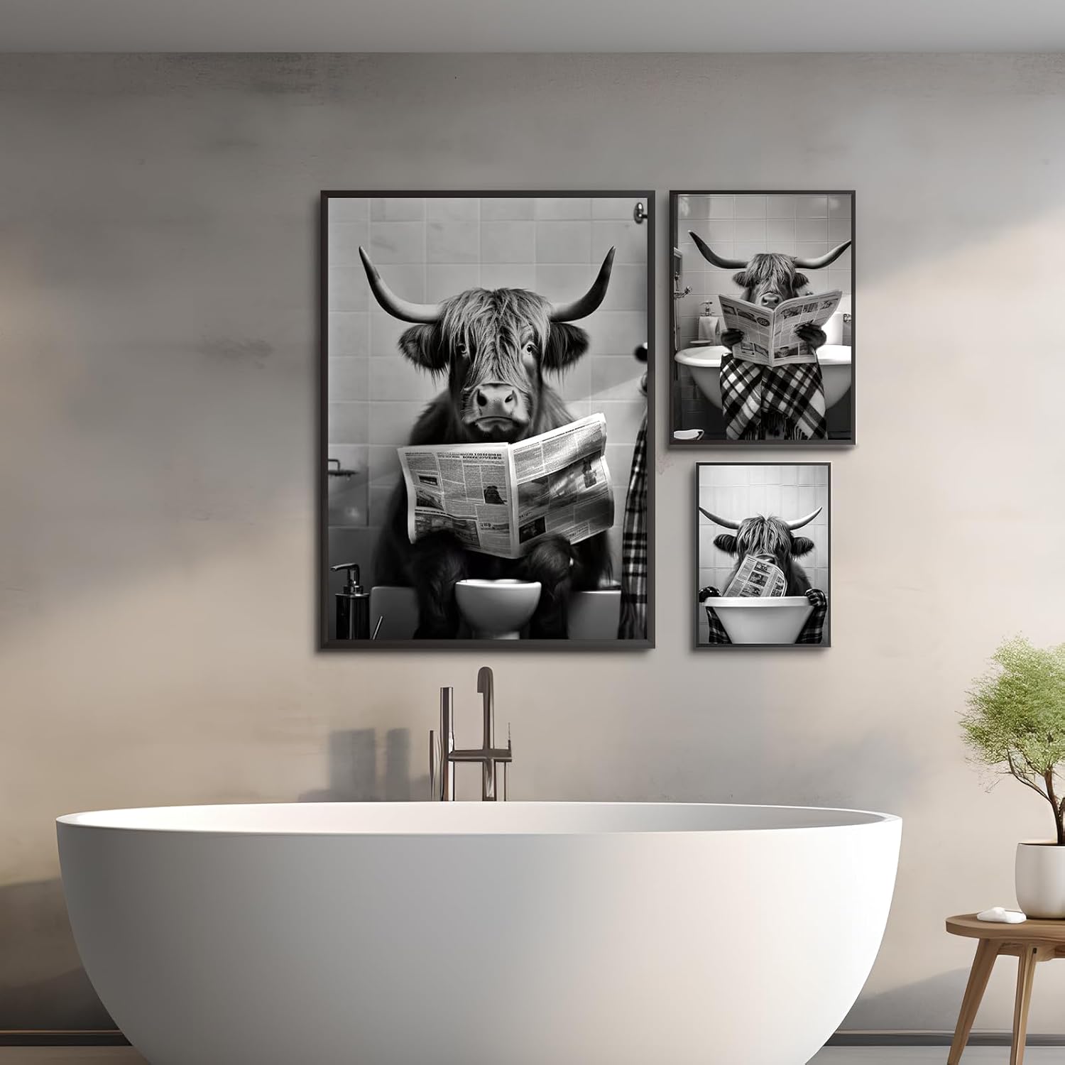 Tehén a fürdőkádban vászonkép közeli nézet