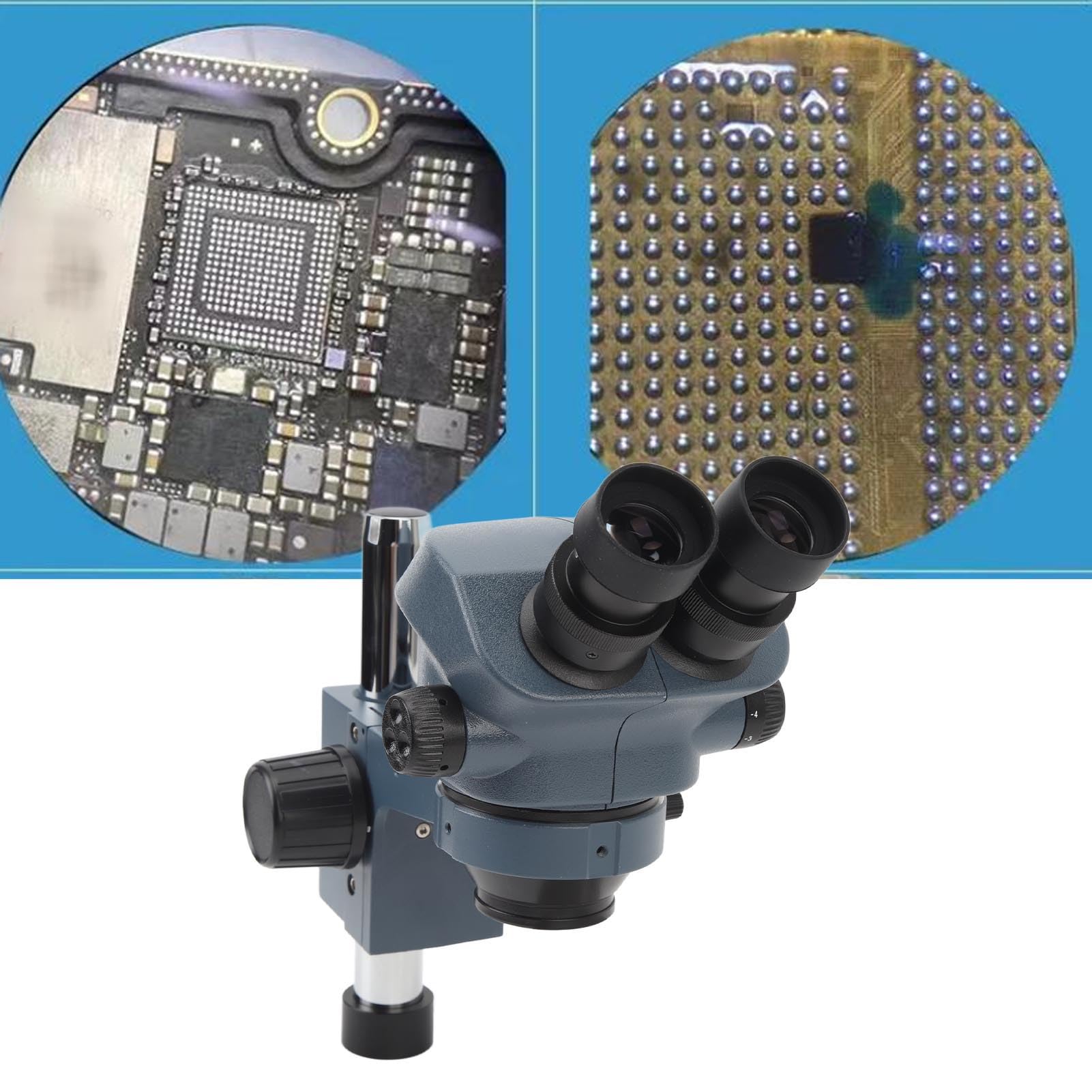 Microscopio Estéreo Trinocular, Aumento 7X-50X con Ocular WF10x22, Cabezal Binocular Giratorio de 360 ​​Grados con Inclinación de 45 Grados, para Inspección, Mantenimiento,