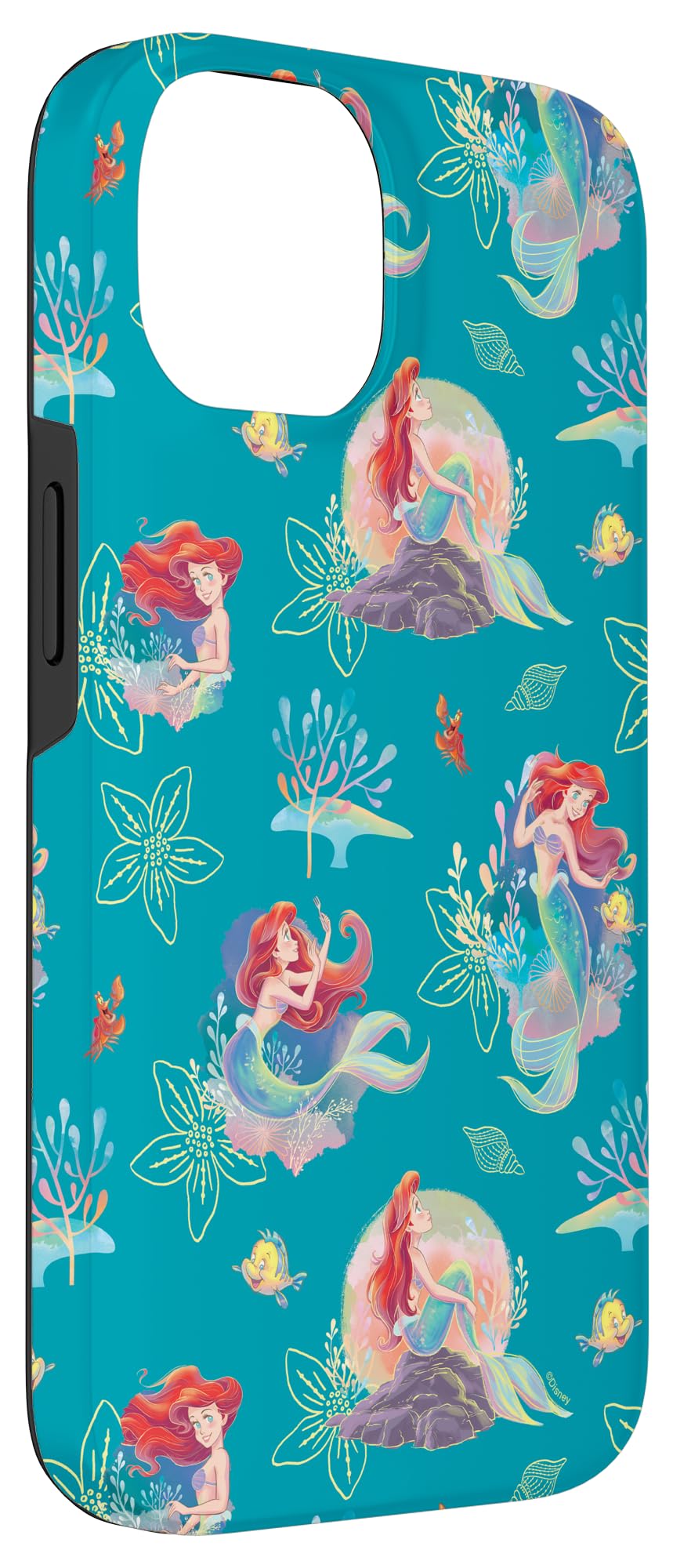 Custodia per iPhone 14 Disney Princess Ariel Flounder e Sebastian sotto il mare