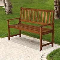 Acacia Wood 2-Person Outdoor Garden Bench with Backrest & Armrests - Weatherproof Patio Bench, 705lbs Capacity, Wide Slatted Seat