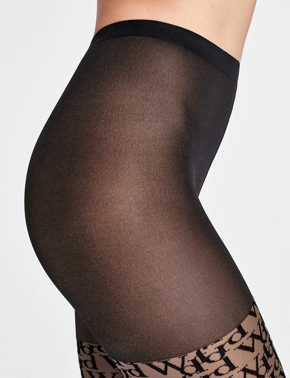 Wolford Rajstopy damskie Logomania - czarne - 9,5