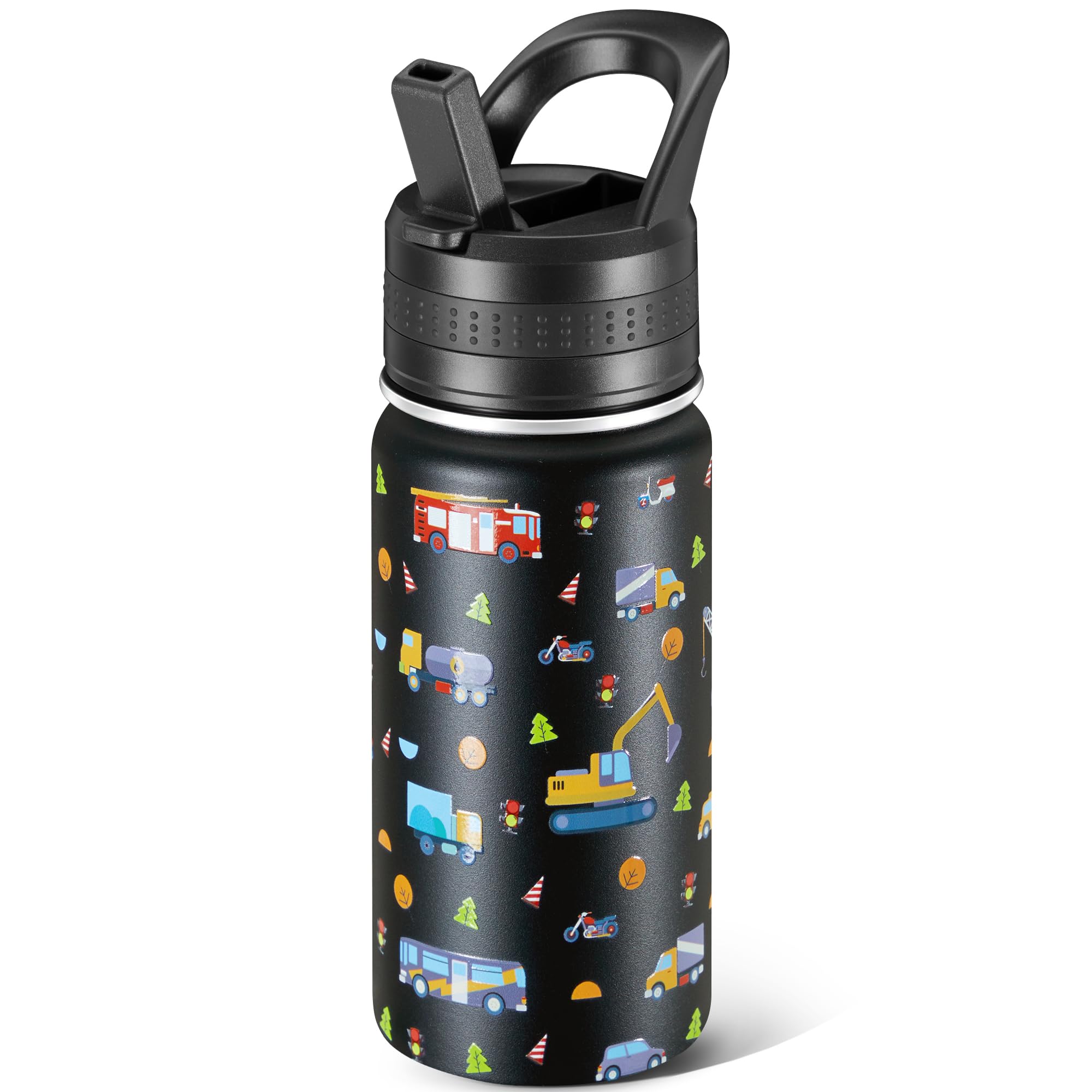 14 Oz Kids Water Bottle Stainless Steel Water Bottle with Straws Leak-Proof BPA-Free Insulated Water Bottles for School